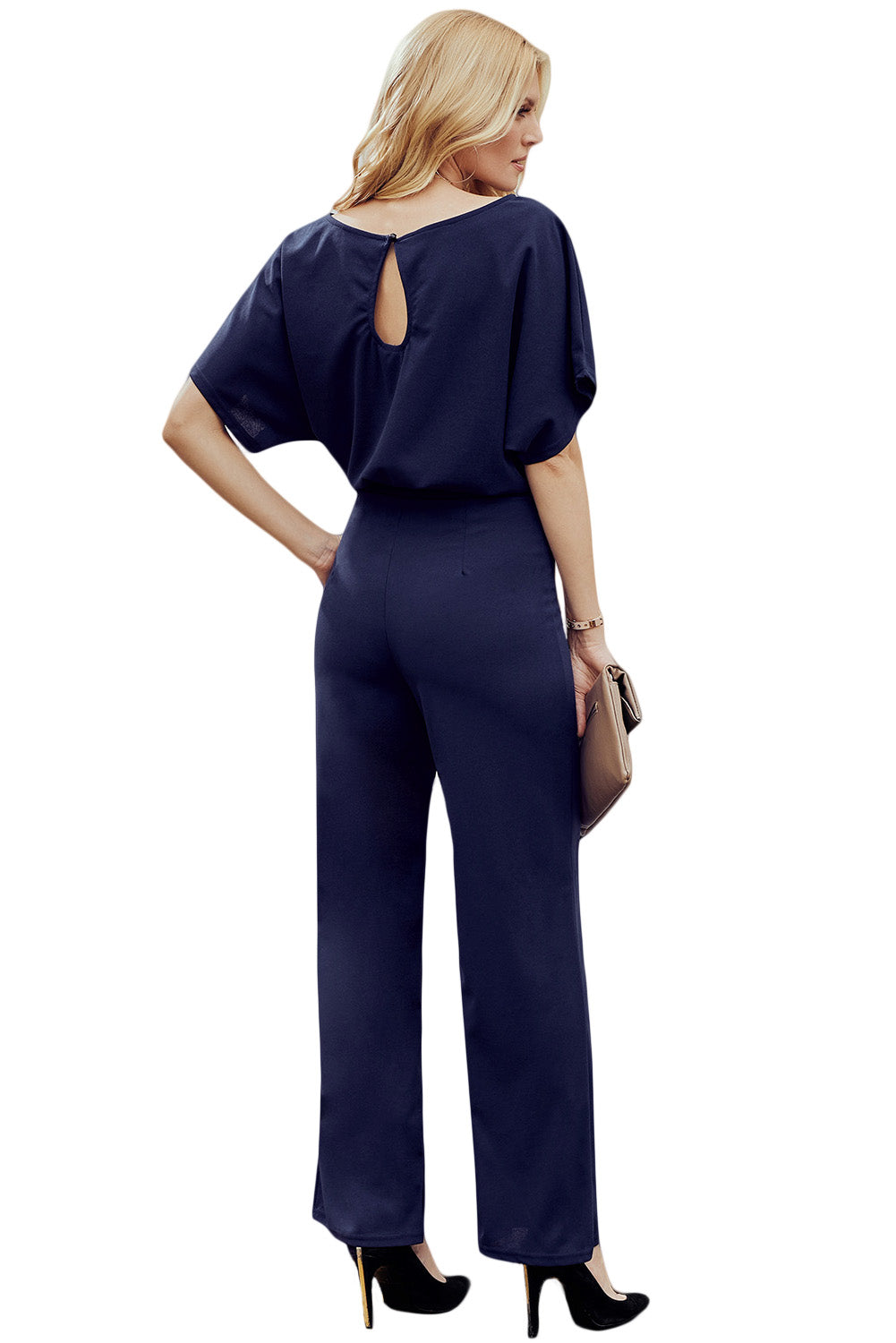 Chic blå Oh So Glam Jumpsuit med bälte vid ben