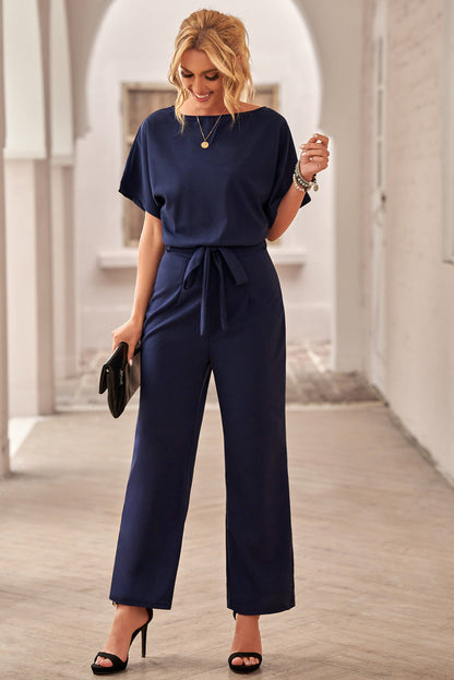 Chic blå Oh So Glam Jumpsuit med bälte vid ben