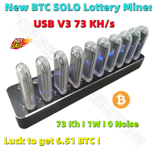 In Stock New BTC Solo Lottery Lucky USB Miner V3 73K 1W Bitcoin Solo